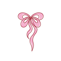 Cute pink bow of coquette soft style. Cute pink ribbon bow vector	
