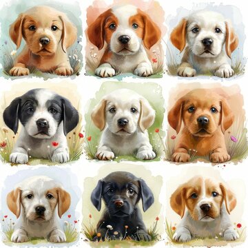 Sweet cute puppy pupe, a watercolor 
