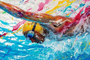 olympic swimmer watercolor drawing