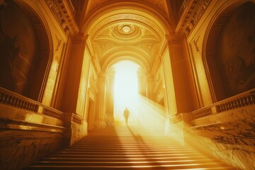 Obraz premium Golden Staircase Leading to Light