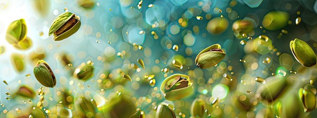 a drop of pistachio essential oil. Selective focus