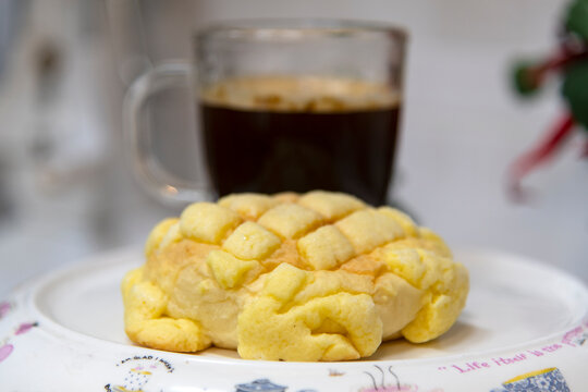 View of soboro bread with coffee
