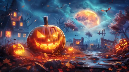 hallowen background with pumpkin