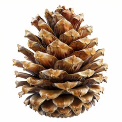 Close-Up of a Pine Cone Isolated on White Background Showcasing Detailed Texture and Natural Patterns