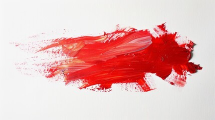 Thin stroke of red oil paint on white paper, 8K, high resolusion, 