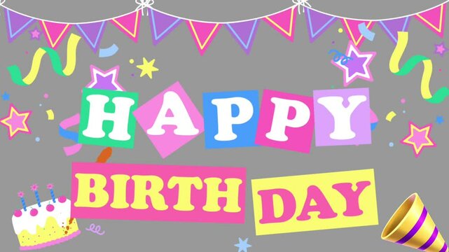 background illustration of happy birthday greetings with various attractive decorations