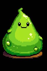 pixel art game rpgmaker icon cute green slime on black background