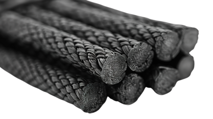 Black Cables or Wires Isolated on Transparent Background with Clipping Path