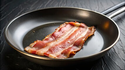 Close-up of speck being fried in a hot pan , speck, frying, sizzling, cooking, Italian, food, crispy, meat, fat, savory
