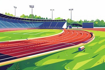 vector art clip art illustration of an Olympic track and field, white background 