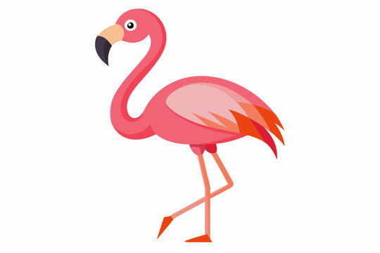recommend clip art: Pink flamingo on a white background
