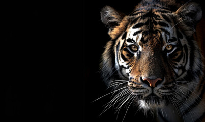 Fototapeta premium A tiger with a black background
