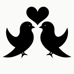 two birds with heart