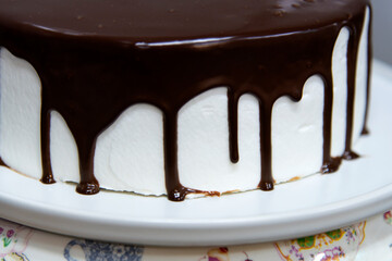 close-up of the chocolate cake