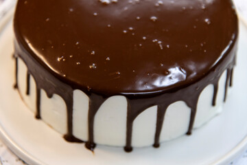 close-up of the chocolate cake