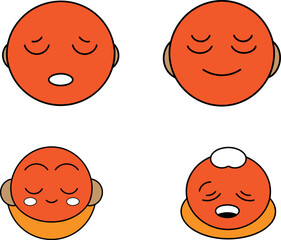 sleeping emoji cartoon character set vector art flat design background illustrations