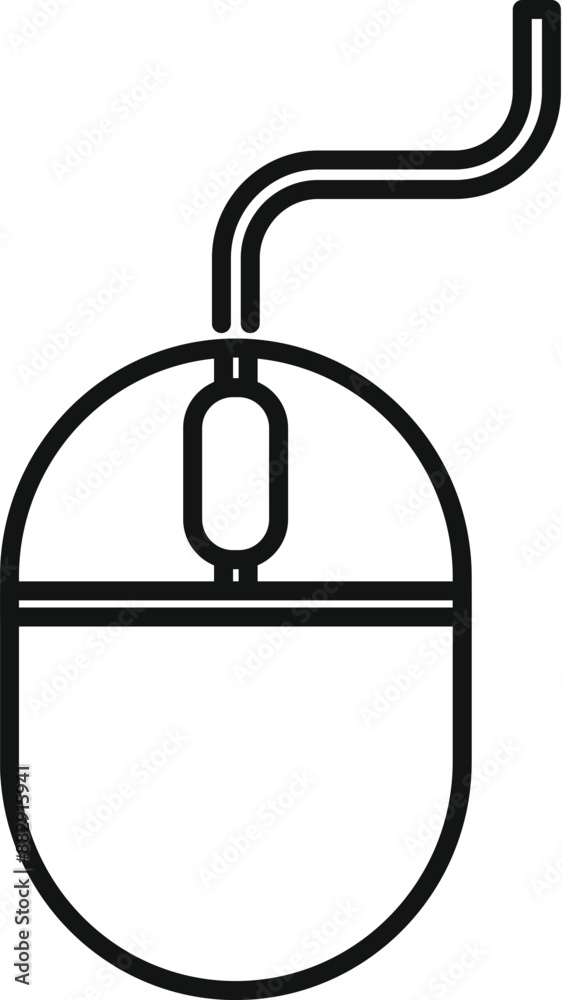 Poster simple line icon of a computer mouse with a scroll wheel, symbolizing digital interaction and user i