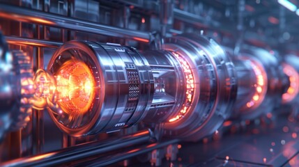 Obraz premium Fusion reactor, conceptual 3D illustration, showing the process releasing energy.
