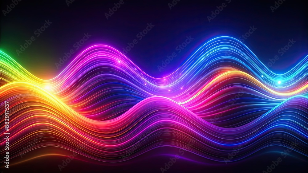 Poster Colorful abstract waves with glowing neon lines in ultraviolet spectrum , neon, waves, abstract, colorful, rendering