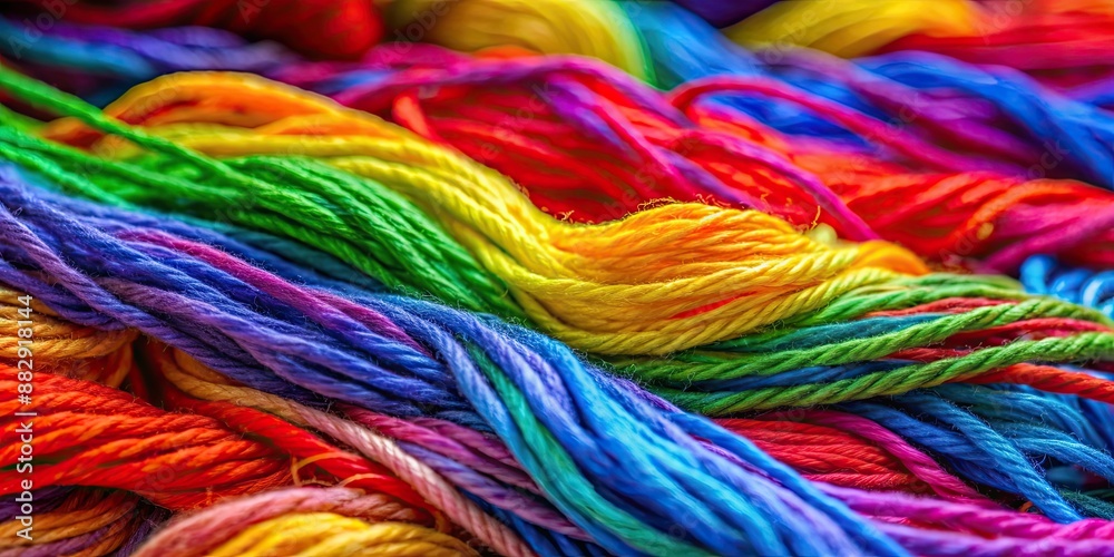 Poster Close up background of vibrant, colorful wool strands , wool, texture, close up, background, colorful, fibers, yarn, soft