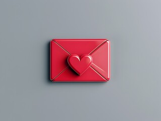 Red Email Icon with Heart Symbol Representing Love Letters and Personal Connections  E mail Concept with Copy Space