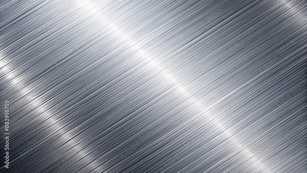 Poster Brushed metal surface with sleek linear patterns , texture, metallic, background, design, elegant, industrial, abstract, lines