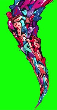 Graffity stream looping effect on green screen background. Motion content for your design.