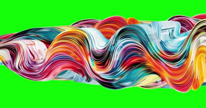 Rainbow stream looping effect on green screen background. Motion content for your design.