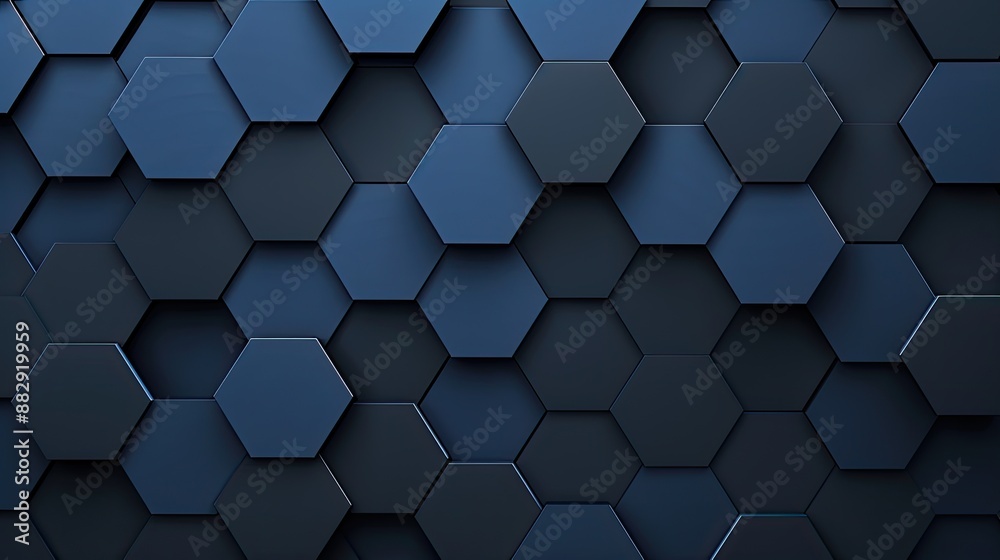 Fototapete a close-up image of a dark blue hexagon pattern. the hexagons are arranged in a repeating pattern, c