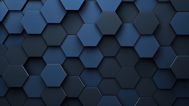 A close-up image of a dark blue hexagon pattern. The hexagons are arranged in a repeating pattern, creating a geometric and abstract design
