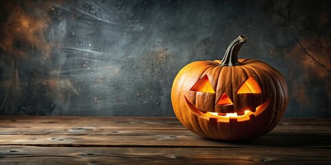 Carved pumpkin with a spooky face for Halloween decoration, Jack O'Lantern, Halloween, Carved, Pumpkin, Spooky, Face, Lantern