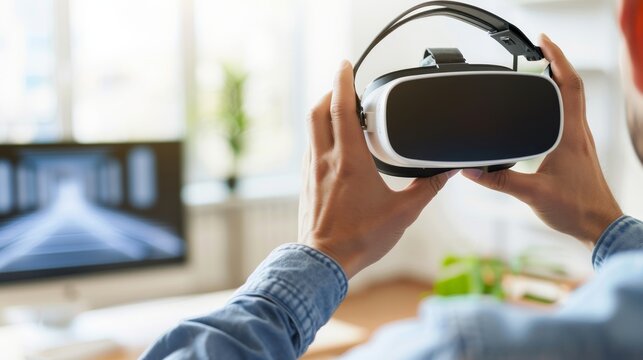 Innovative technology integration  hands engaging with vr headset for enhanced corporate events