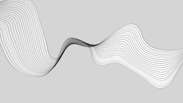 Abstract white black curved linear waves minimal elegant background. Seamless looping motion design. Video animation Ultra HD 4K 3840x2160