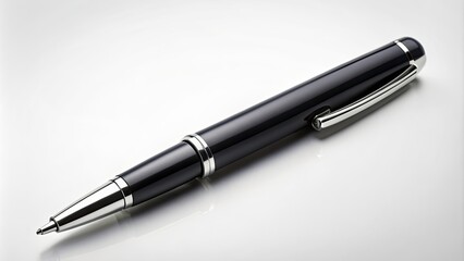 Black pen isolated on background. Open pen mockup in , black, pen, isolated, background, open, mockup,, writing