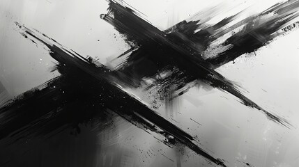 Fototapeta premium Black And White Abstract Paint Strokes
