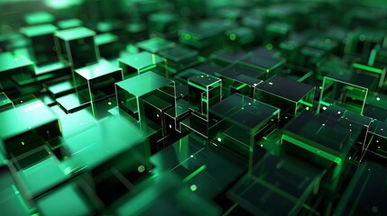 Green Glass Cubes Abstract Background