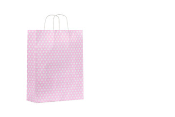 Charming Pink Polka Dot Paper Bag with Handles - Perfect for Gift Wrapping, Retail, and Party Favors - A Cute and Versatile Packaging Solution