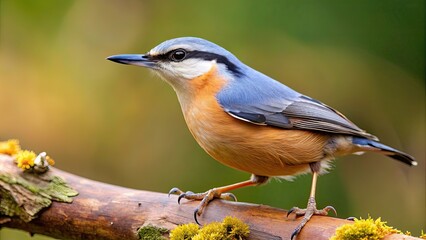 Close up of a Eurasian Nuthatch perched on a tree branch, bird, wildlife, nature, animal, nuthatch, Eurasian, tree