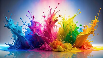 CMYK color splashing in a vibrant and artistic manner, CMYK, color, splashing, vibrant, artistic, paint, design