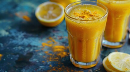 Golden Turmeric Drink with Lemon Slices