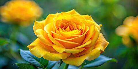 Close-up of a vibrant yellow rose in full bloom with lush petals, yellow, rose, flower, bloom, petal, plant, nature, vibrant