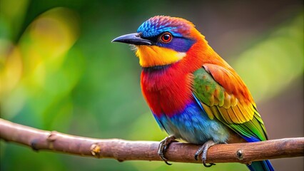 Obraz premium Close-up of a colorful bird perched on a tree branch, feathered, wildlife, nature, avian, plumage, vibrant, winged, fauna, beak