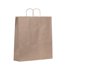 Eco-Friendly Brown Kraft Paper Shopping Bag with Handles Isolated on White Background for Sustainable Retail Packaging and Branding Mockups
