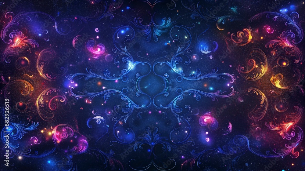 Wall mural ai generated illustration of colorful abstract background with swirling patterns and glowing lights