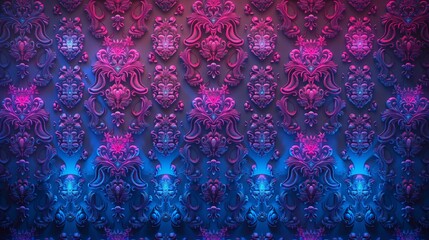 AI generated illustration of an ornate baroque wallpaper design with intricate patterns