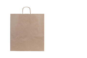 Eco-Friendly Brown Kraft Paper Shopping Bag with Handles Isolated on White Background for Sustainable Retail Packaging and Branding Mockups