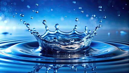 clear blue water splash with droplets , water, splash, blue, clear,, render,nature, sea, ocean, liquid, wet, background