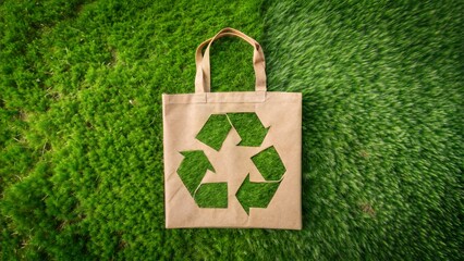 grass with shopping bag foliage stencil design, recycle bag, Eco friendly concept