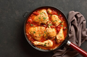 Georgian chicken stew with tomatoes and herbs