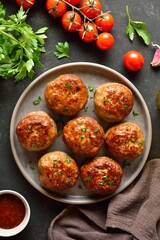 Roasted cutlets from beef and pork meat